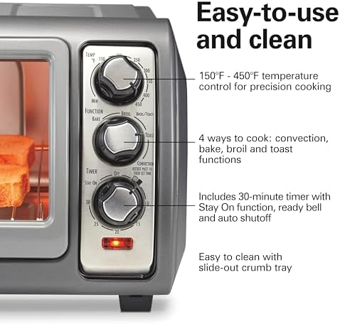 Hamilton Beach Easy Reach 6 Slice Countertop Convection Toaster Oven