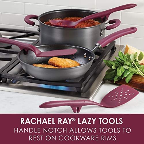 Rachael Ray 47916 3-Piece Lazy Tool Nylon Slotted Turner Set, Burgundy