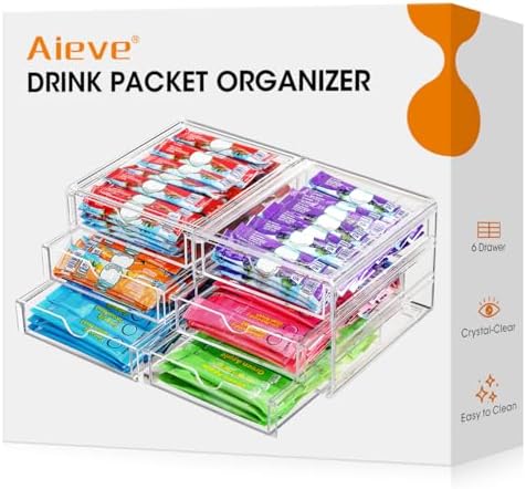 AIEVE Drink Packet Organizer, Stackable Storage Drawers for Tea Bags