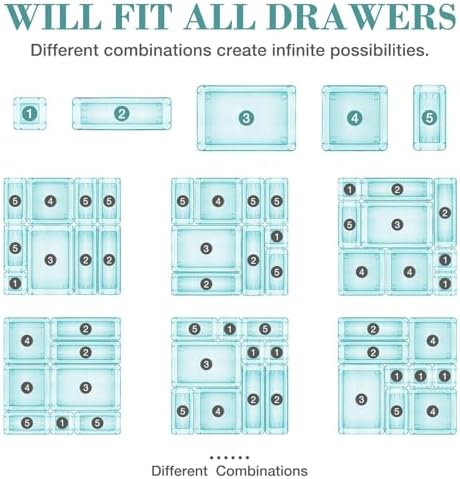 10 PCS Drawer Organizer Set, 5 Size Bathroom and kitchen organizer Trays