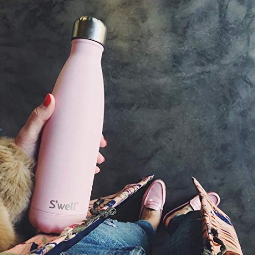 S'well Stainless Steel Water Bottle - 17 Fl Oz - Pink Topaz - Triple-Layered Vacuum-Insulated Containers Keeps Drinks Cold for 36 Hours and Hot for 18 - BPA-Free - Perfect for the Go