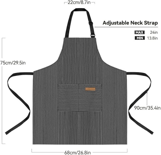 NLUS 2 Pack Kitchen Cooking Aprons, Adjustable Bib Soft Chef Apron - Image 2