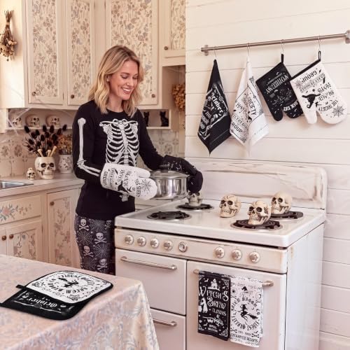 13 Pcs Vintage Witch Halloween Kitchen Decor, Kitchen Rugs Curtains Set