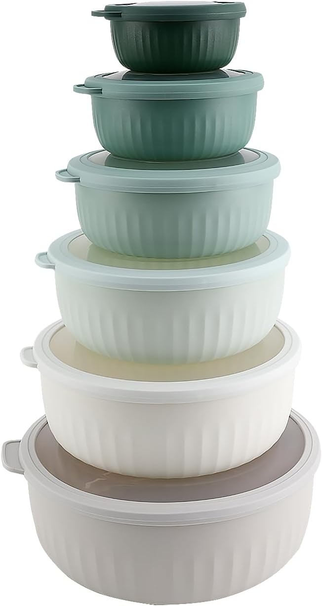 COOK WITH COLOR Prep Bowls with Lids- Wide and Deep Nesting Plastic Small by CookwithColor