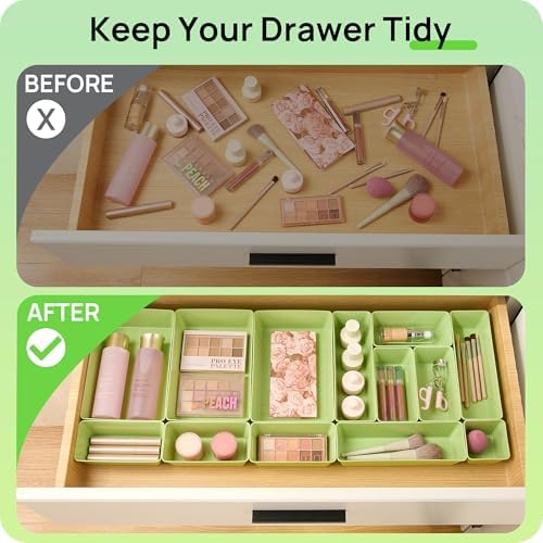 Vtopmart 25 Pack Plastic Drawer Organizers with Anti-slip Rubber Pads
