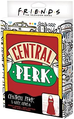 Red Central Perk Friends Apron | Waitress Rachel Green Costume | Halloween Costumes for Women | Stylish V-Neck Cut, Soft Fabric | Cooking Clothes, Halloween Party, Friends TV Show Apron | One Size