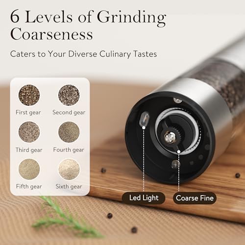 Ultrean Electric Salt and Pepper Grinder Set, Rechargeable,Stainless Steel