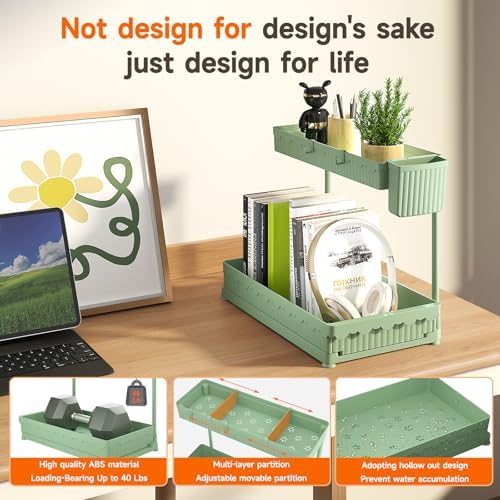 Sevenblue 3-Pack 2-Tier L-Shaped Under Sink Organizers with Sliding Drawers