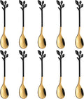 AnSaw Elegant Black & Gold Leaf Espresso Spoons by AnSaw