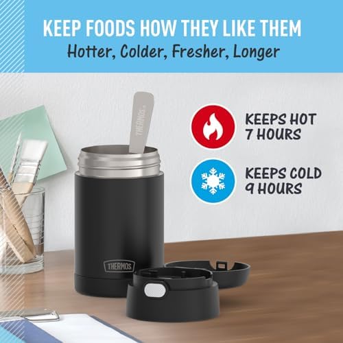 THERMOS FUNTAINER Food Jar with Spoon, 16oz, Matte Black