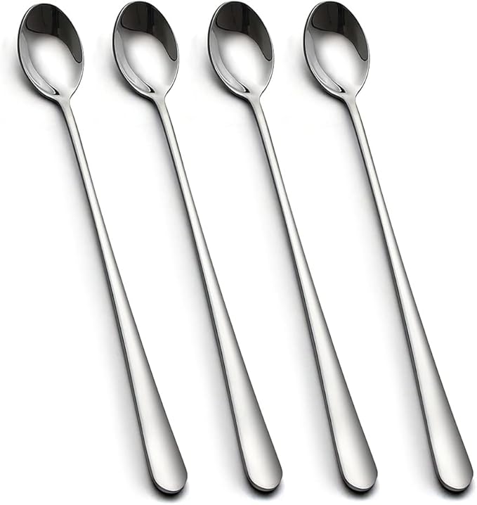 IQCWOOD Long Handle Ice Tea Spoons, 9-Inch Coffee Ice Cream Stainless Steel by IQCWOOD