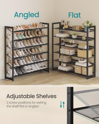 SONGMICS Metal Shoe Rack, 12-Tier Shoe Orgainzer, Holds 60-72 Pairs