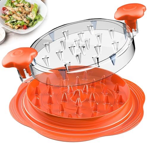 Chicken Shredder Tool Twist Large Meat Shredder with Brush&Fork, Orange