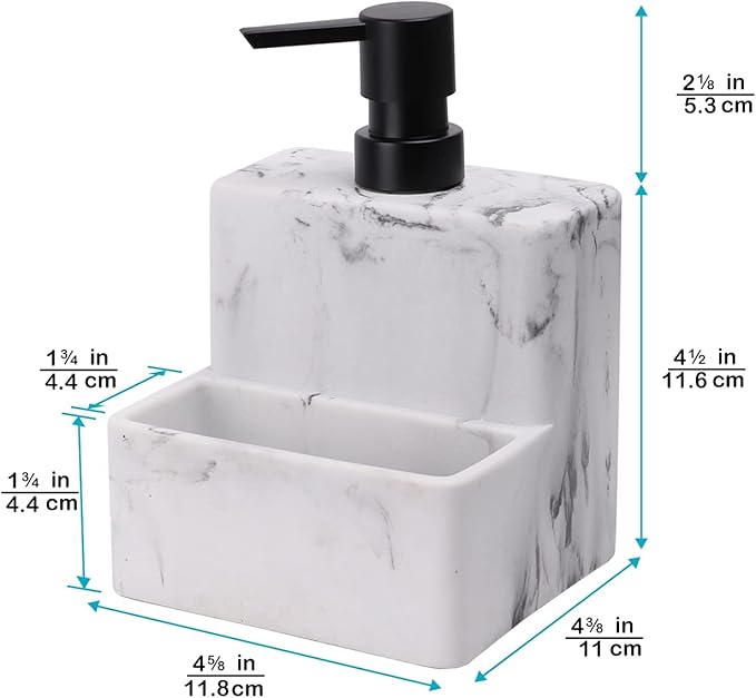 zccz Soap Dispenser with Sponge Holder, Marble Look Liquid Hand and Dish Soap - Image 6