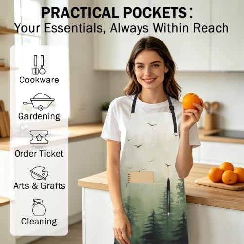 Giwawa Apron Unisex Resistant 33 x 28 inches with 2 Pockets Cooking Kitchen Aprons Suitable for BBQ Grill Drawing Haircut