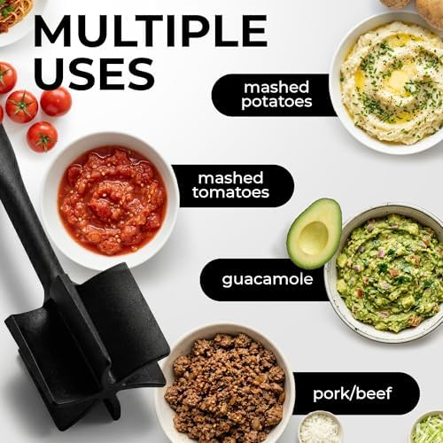 Zulay Kitchen Ground Beef Chopper Tool – 5-Blade Nylon Meat Chopper for Ground Beef, Non-Toxic Food Safe Meat Masher & Breaker, Heat Resistant to 180°C, Dishwasher Safe – Cream