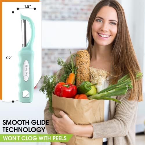 Spring Chef Swivel Vegetable Peeler w/Soft Grip Handle, Set of 2, Mint