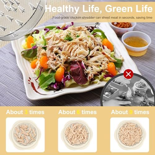 Chicken Shredder Tool Twist Large Meat Shredder with Brush&Fork, Beige