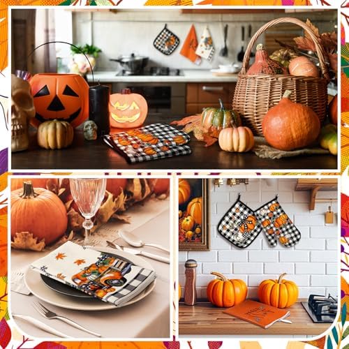Fanfanwin 10 Pcs Fall Pumpkin Kitchen Decor Set for Home, Cooking Gift