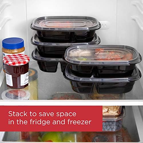 Rubbermaid 32-Piece Food Storage Containers with 2 Compartments and Lids for Lunch, Meal Prep, and Leftovers, Dishwasher Safe, 4.7-Cup, Black