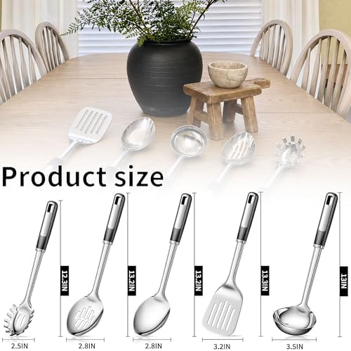 Stainless Steel Cooking Utensils Set with Ergonomic Handles.5-Piece