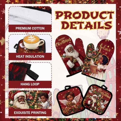 SiliFine 12 Pcs Black Santa Christmas Kitchen Accessories Set