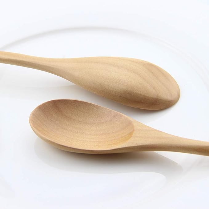 AOOSY Wooden Spoons for Cooking, 9 Inches 6 Pieces Japanese Natural Ellipse - Image 4