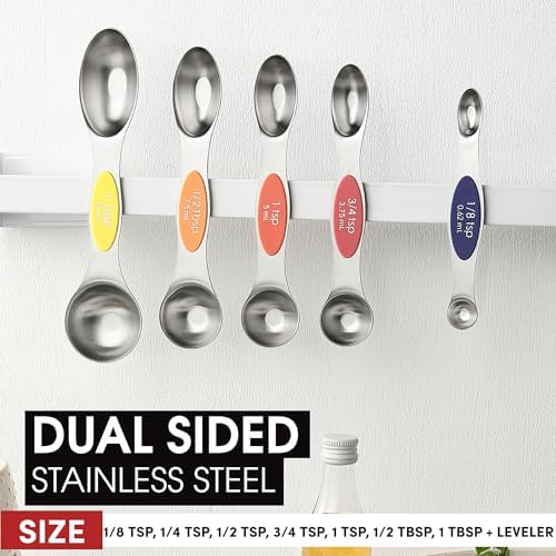 Spring Chef Stainless Steel 8 Magnetic Measuring Spoons, Mountain Sunrise