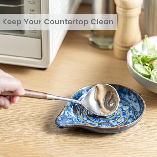 LAUCHUH Spoon Holder for Stove Top, Ceramic Spoon Rest for Kitchen Counter