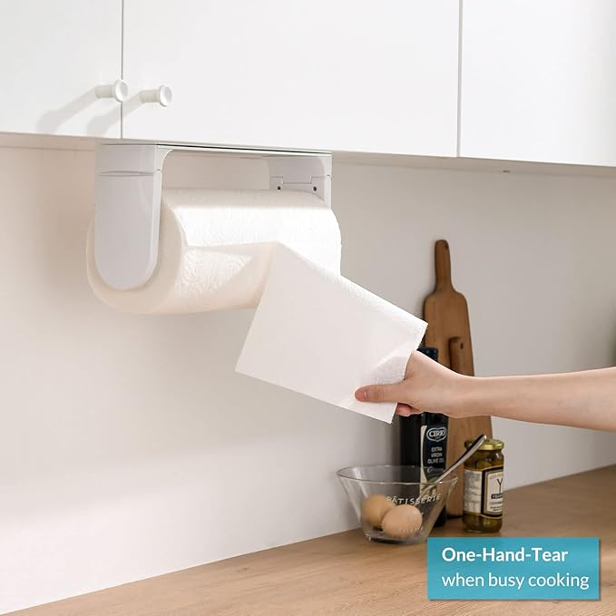 simpletome ONE Hand Tear Paper Towel Holder Under Cabinet Adhesive or Drilling - Image 4