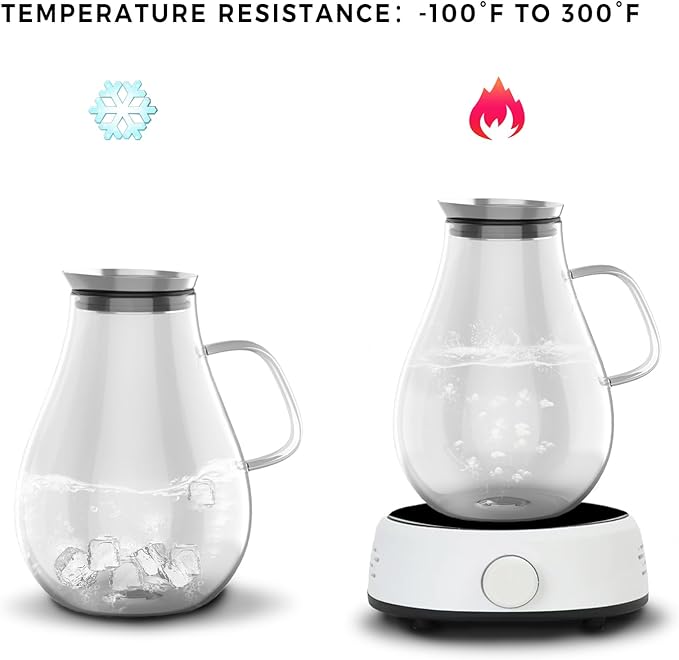Glass Pitcher With Lid, 2.5 Liter 85 oz Glass Water Pitcher - Image 7