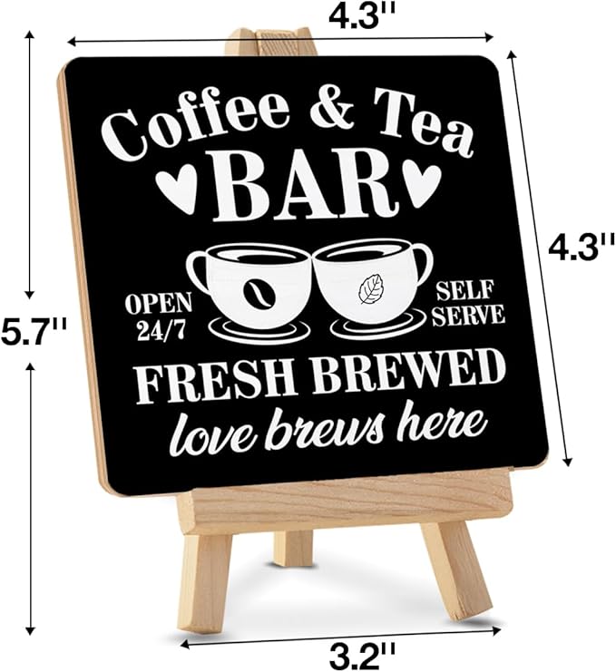 Coffee Bar Decor, Tea Station, Coffee and Tea Bar Wood Sign - Image 2