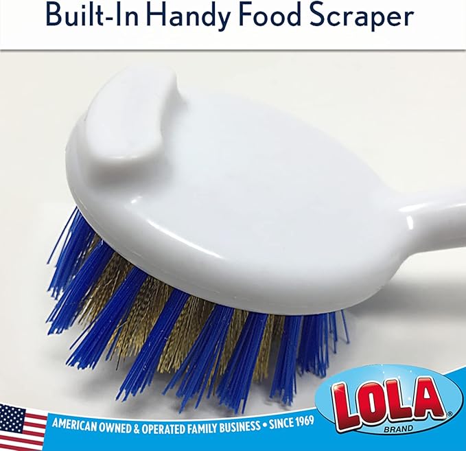 LOLA Pro Pot N' Pan Brush, 6 Pack, Abrasive Cleaning, Poly & Brass Wire Bristles - Image 3