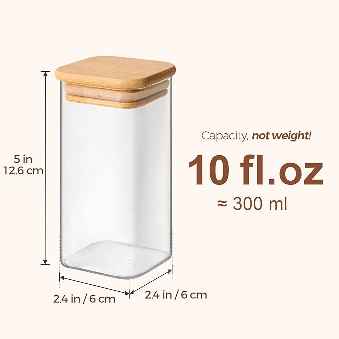 ComSaf 16Pcs Spice Jars with Labels, Glass Jar witj Bamboo Lid, 10oz Airtight - Image 3