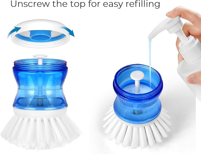 Dish Brush with Soap Dispenser, Firm Bristles Dish Scrubber - Image 3