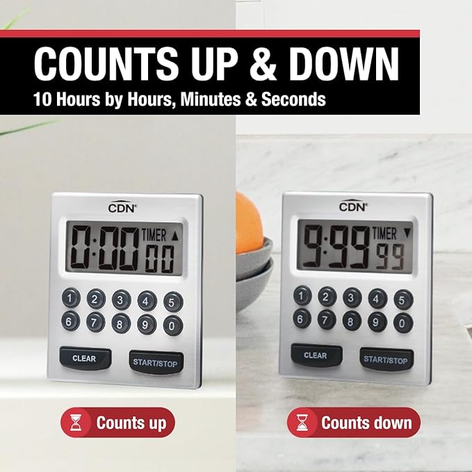CDN Direct Entry 2- Alarm Digital Kitchen Timer | Counts Up & Down, 10 Hours by - Image 2