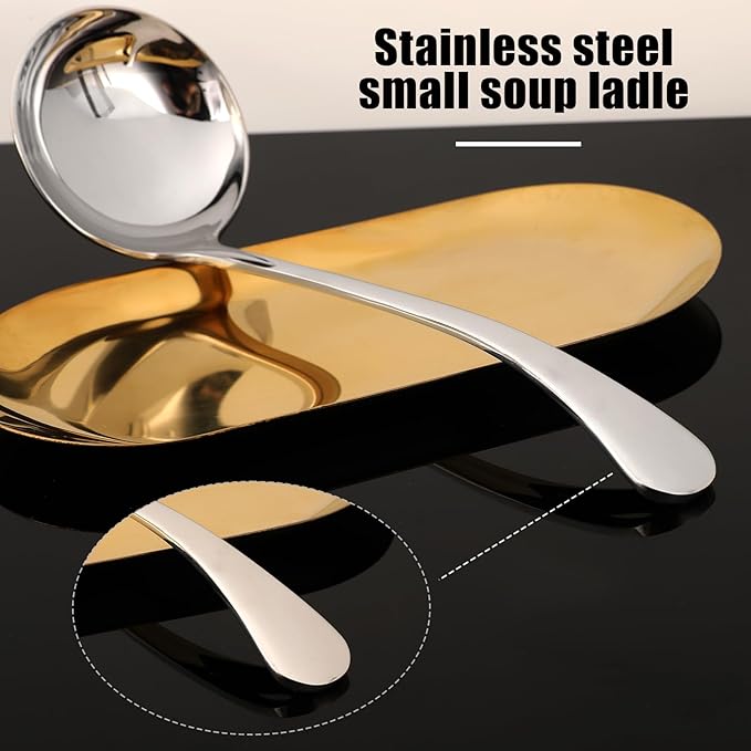 7.9 Inch Silver Small Gravy Soup Ladle Small Ladle Gravy Ladles 18/10 Stainless - Image 7