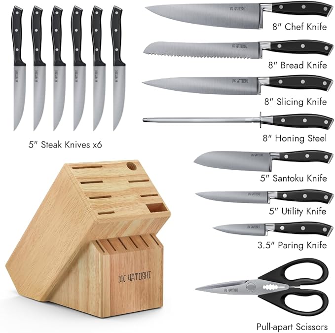 Yatoshi 15 Piece Black Knife Block Set - Image 2