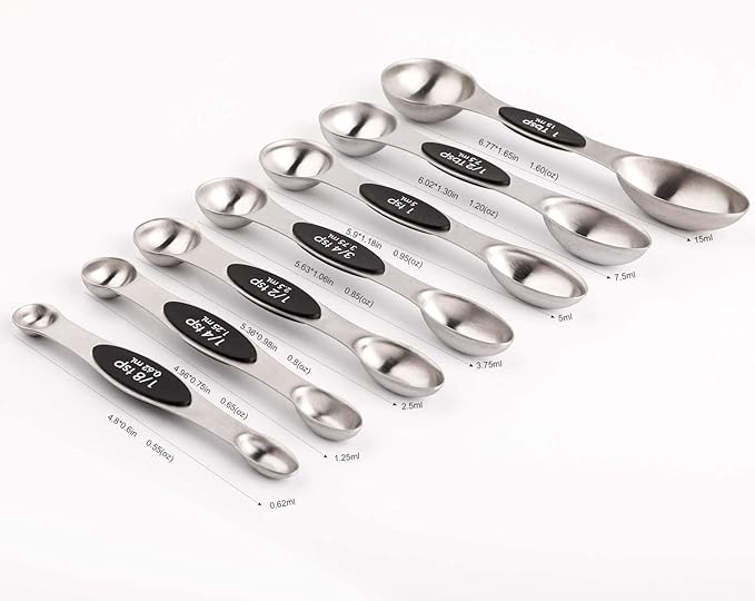 Magnetic Measuring Spoons Set of 7 Stainless Steel Dual Sided Teaspoon - Image 2