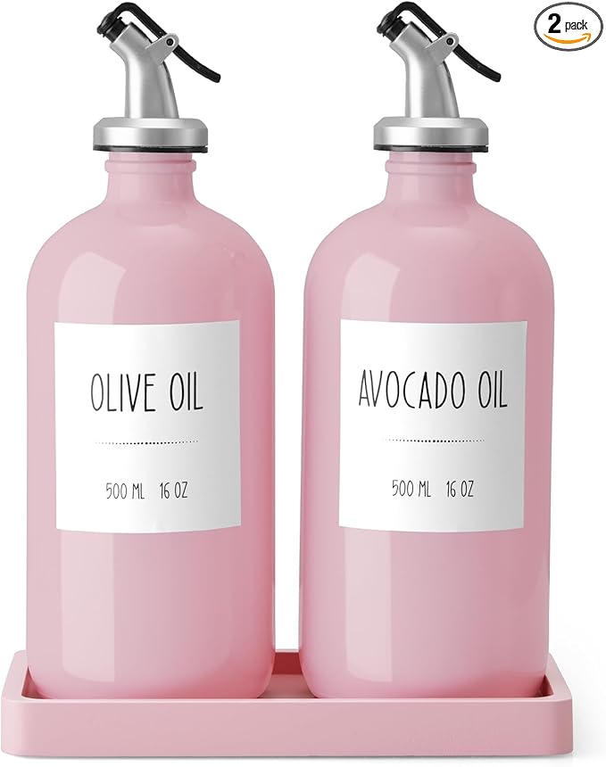 Olive Oil Dispenser Bottle for Kitchen, 16oz Glass Oil and Vinegar Dispenser Set by Unknown
