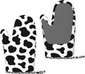 Cow Print Oven Mitts and Pot Holders Sets of 2, Resistant Recycled Infill by Nelife