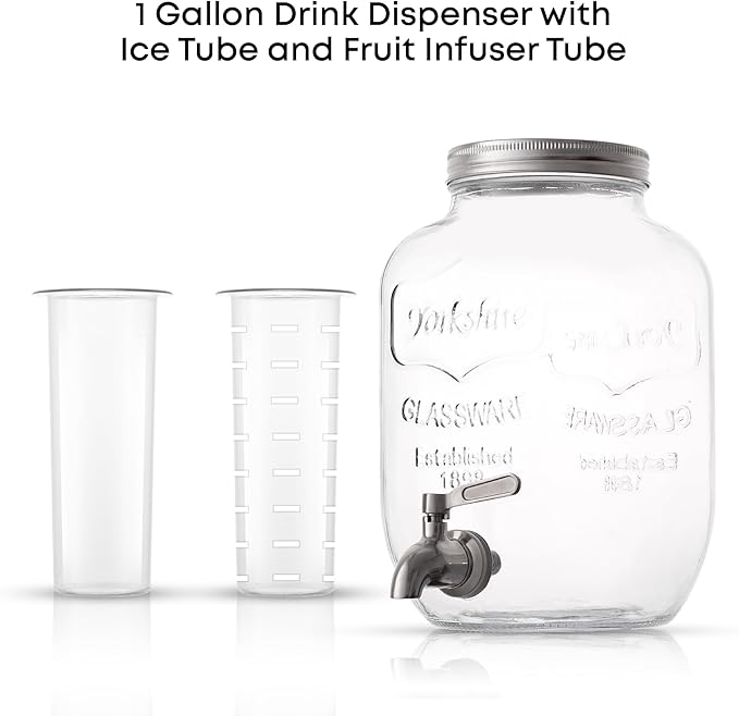 1-Gallon Drink Dispenser. Glass Beverage Dispenser - Image 2