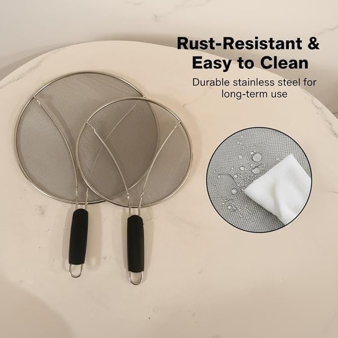 KitchenGuard Stainless Steel Splatter Guard Set of 2 - Image 9