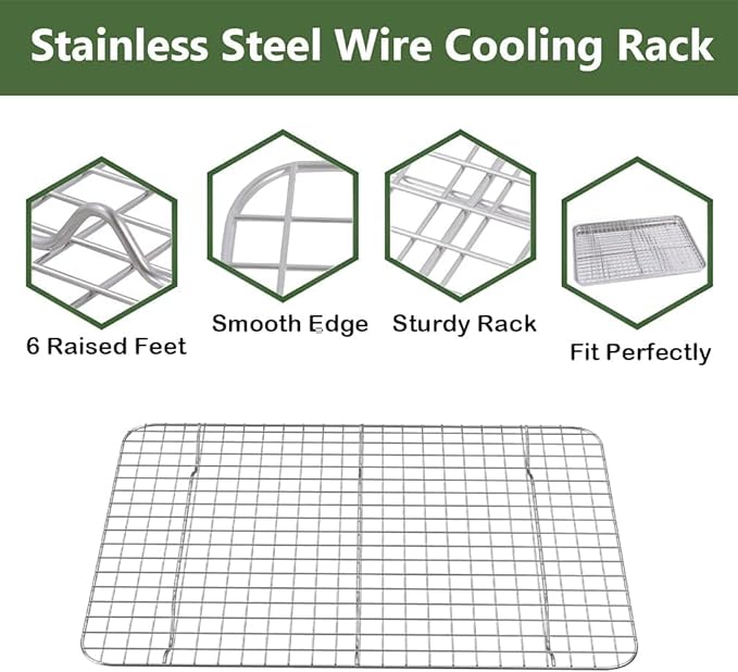 ROTTAY Baking Sheet with Rack Set, Stainless Steel Cookie Sheet with Cooling - Image 6