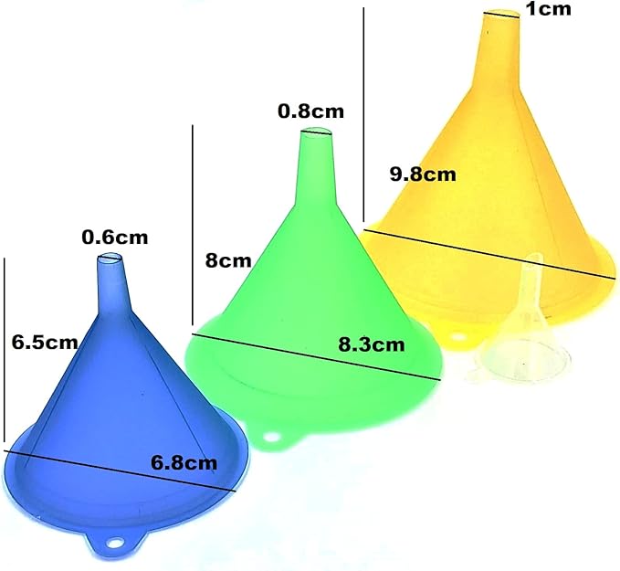 Funnels Variety Set of 5 Mini, Small to Larg Plastic Funnel - Image 3