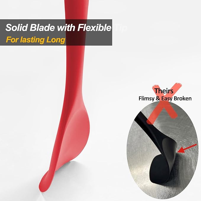Upgrade Silicone Spatula Spoon Set, VOVOLY Heat Resistant Rubber Spoonula - Image 4