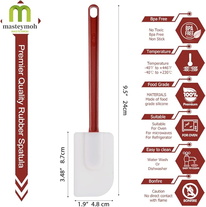 Flexible Rubber Spatulas, Silicone Spatula Set, Soft Rubber Spatula Scraper 9.5 - Image 2
