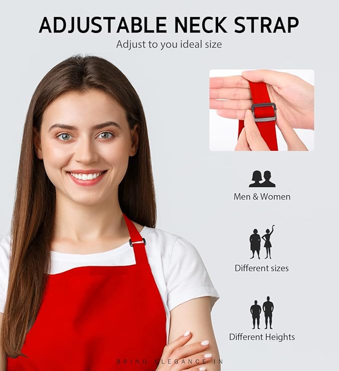 Syntus Apron for Men Women, Adjustable Cooking Kitchen Chef Aprons - Image 5