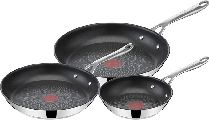 T-Fal Jamie Oliver Cooks Direct, Stainless Steel Non-stick Frying Pan 3 Pcs Set by T-falbrand