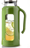 Delove Glass Pitcher with Lid & Shatterproof Shell – Heat-Resistant by Delove